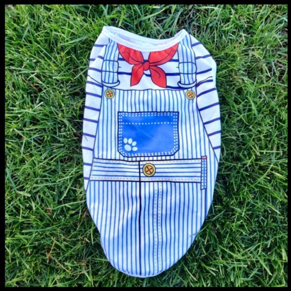Dog Cat Summer Clothes Shirt Bow Dungarees Costume